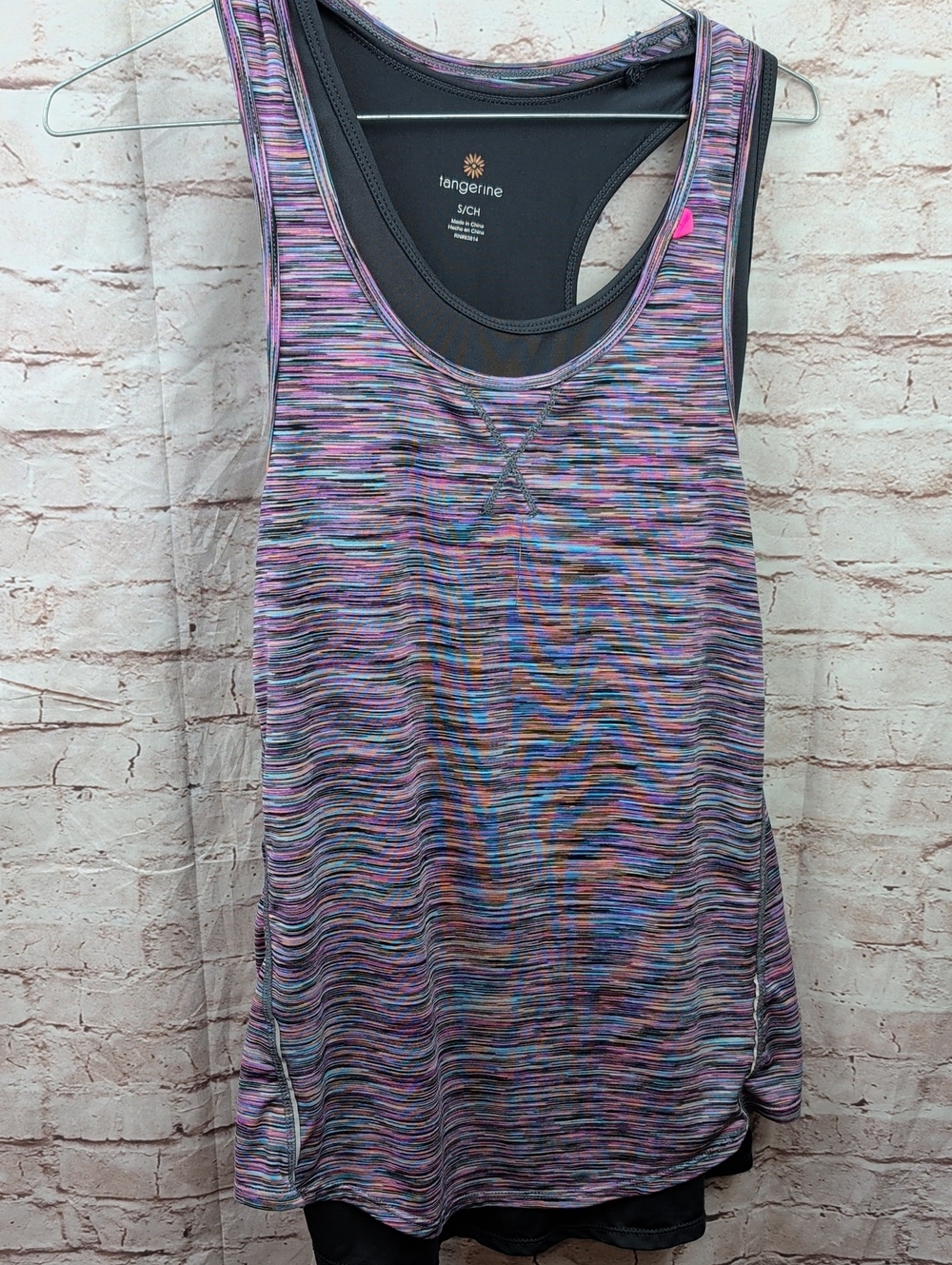 Tangerine Purple Multi-Stripe Racerback Tank Top - S